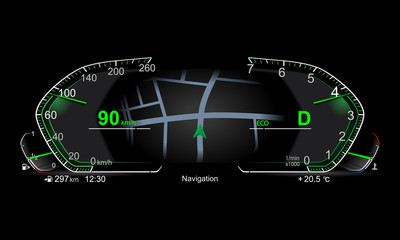 Fototapeta premium realistic electronic car dashboard.