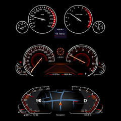 realistic car dashboard. Set