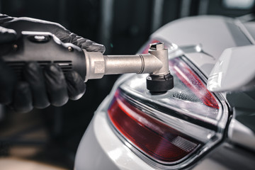 Closeup shot of a car detailed cleaning