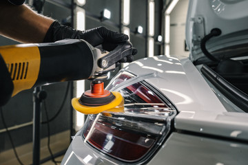 Closeup shot of a car detailed cleaning