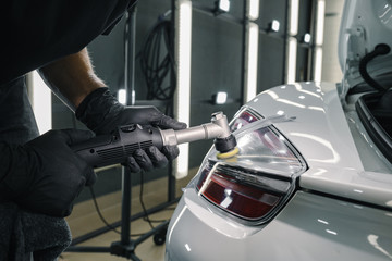 Closeup shot of a car detailed cleaning