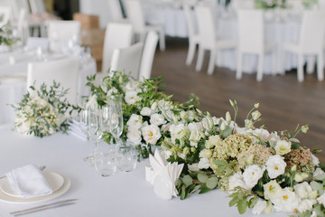 Closeup shot of wedding banquet table decoration