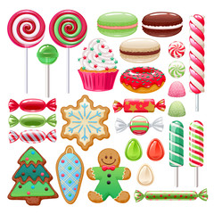 Christmas sweets set. Assorted candies and cookies.
