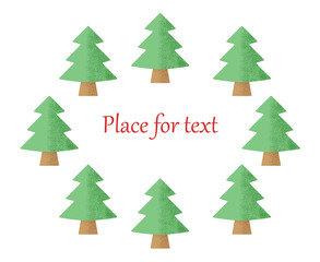 Christmas trees on a white background with a place for your text. Vector illustration.