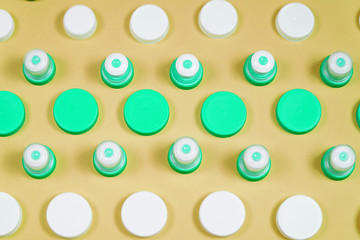 Many different types used or new battery, rechargeable accumulator, alkaline batteries on color...