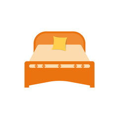 A piece of furniture for the bedroom to use as a place to sleep, bed. Vector illustration isolated background.