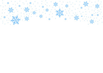 Vector falling blue snow on isolated background, possibility of overlay. Place for text. Winter, Christmas texture.