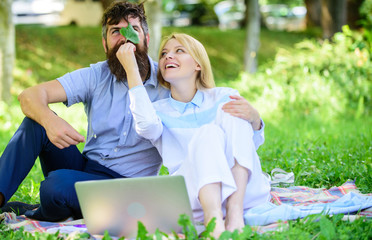 Stories of enduring family success and innovation. Couple in love or family work freelance. Modern...