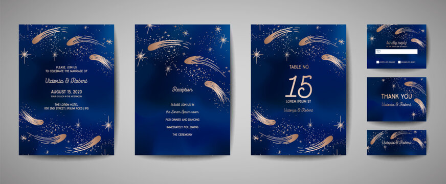 Save the date vector illustration with night starry sky, wedding party star celestial in vector