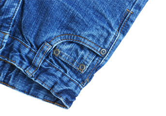 Part of blue jeans.