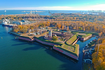 Obraz premium Wisloujscie fortress at the river in Gdansk, Poland