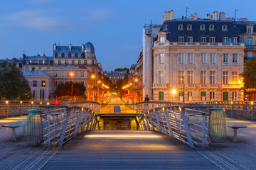 Footbridge over River Seine, passerelle Leopold-Sedar-Senghor, known as passerelle Solferino or pont de Solferino with Love padlocks, Paris, France