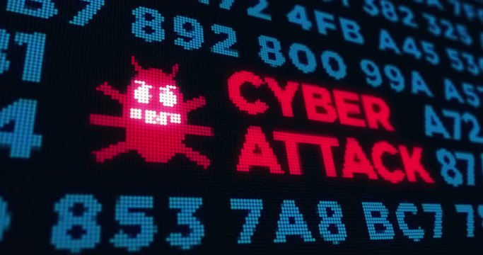 Loopable animation of cyber attack, computer protection, safety and internet security. Abstract concept background of a privacy in cyberspace.