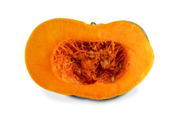 Slice of pumpkin isolated on white background