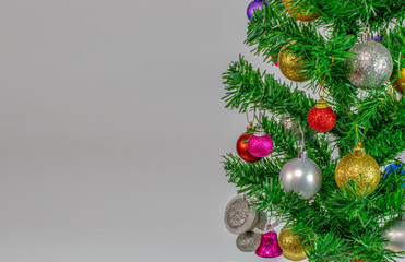 Christmas tree decoration with copy space