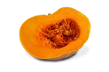 Half of pumpkin isolated on white