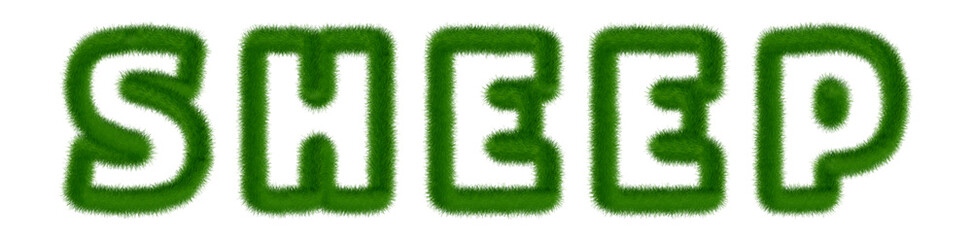 Sheep - text written with grass