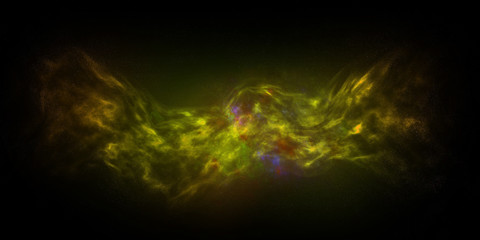 Space Nebula, on black background yellow color nebula