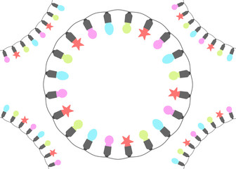 Christmas lights. Garlands isolated on a light background. Place for text. Vector illustration.