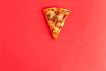 Obraz na płótnie Canvas piece of pizza in color background