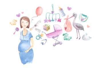 illustration of baby products