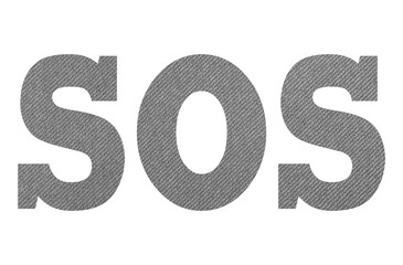 SOS – with gray fabric texture on white background