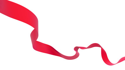 Smooth red ribbon on white background. 3d render