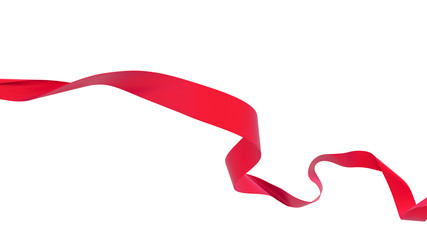 Smooth red ribbon isolated on white background. 3d render