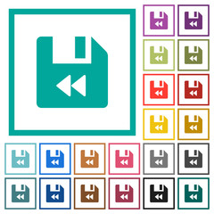 File fast backward flat color icons with quadrant frames