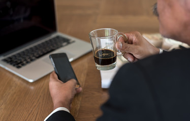 Business man working on a table