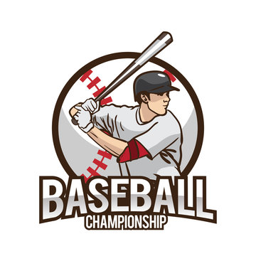 Baseball Player Illustration Vector. Baseball Championship emblem
