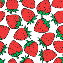 Hand drawing Strawberry Fashion sketch seamless pattern isolated on white background. Vector illustration print design.