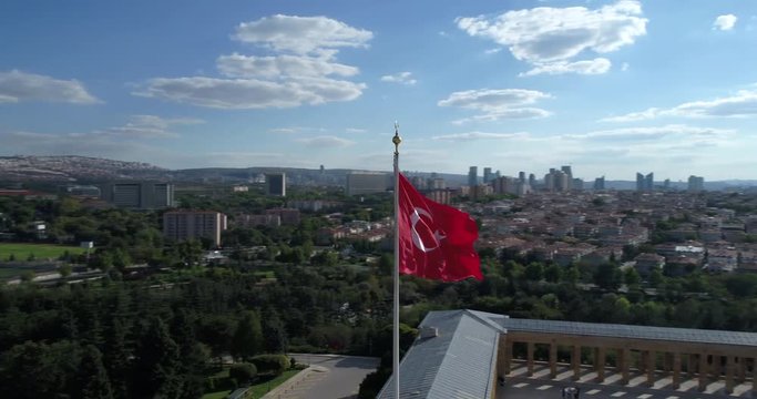 4K Aerial footage of Ataturk Mausoleum, Anıtkabir, monumental tomb of Mustafa Kemal Ataturk, first president of Turkey in Ankara, Tomb of modern Turkey's founder lies here