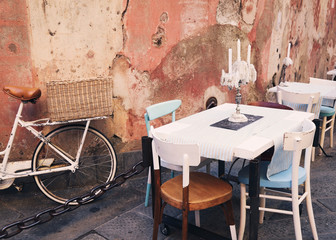 Street cafe in old town in Italy.