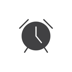 Alarm clock vector icon. filled flat sign for mobile concept and web design. Watch ticker simple solid icon. Time  symbol, logo illustration. Pixel perfect vector graphics