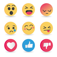 Fototapeta premium Set of Emoticon social media reactions