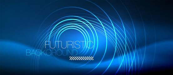 Neon glowing circles background