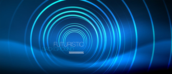 Neon glowing circles background