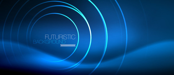 Neon glowing circles background