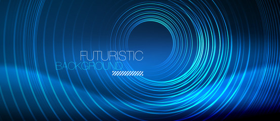 Neon glowing circles background © antishock