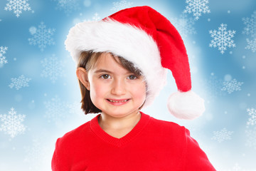 Kind Mädchen Weihnachtsmann Portrait Porträt Weihnachtskarte Nikolaus Weihnachten