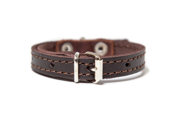 Cat and dog collar on white background