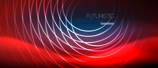 Neon glowing circles background