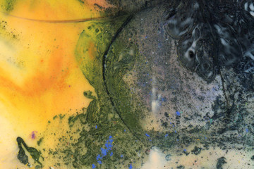 Abstract ink background. Marble style. Colorful paint stroke texture on white background. Wallpaper for web and game design. Grunge mud art.