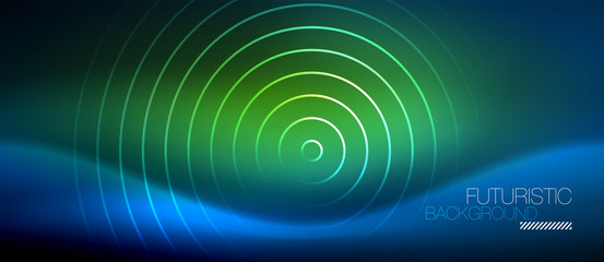 Neon glowing circles background