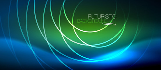 Neon glowing circles background