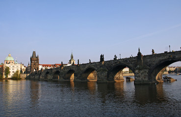 Fototapeta premium Image of the river and bridge in Prague