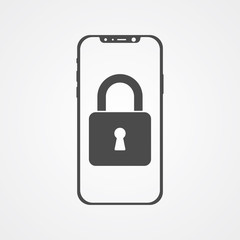 Phone with padlock vector icon sign symbol