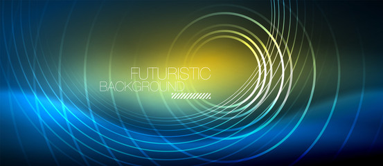 Neon glowing circles background