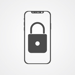 Phone with padlock vector icon sign symbol